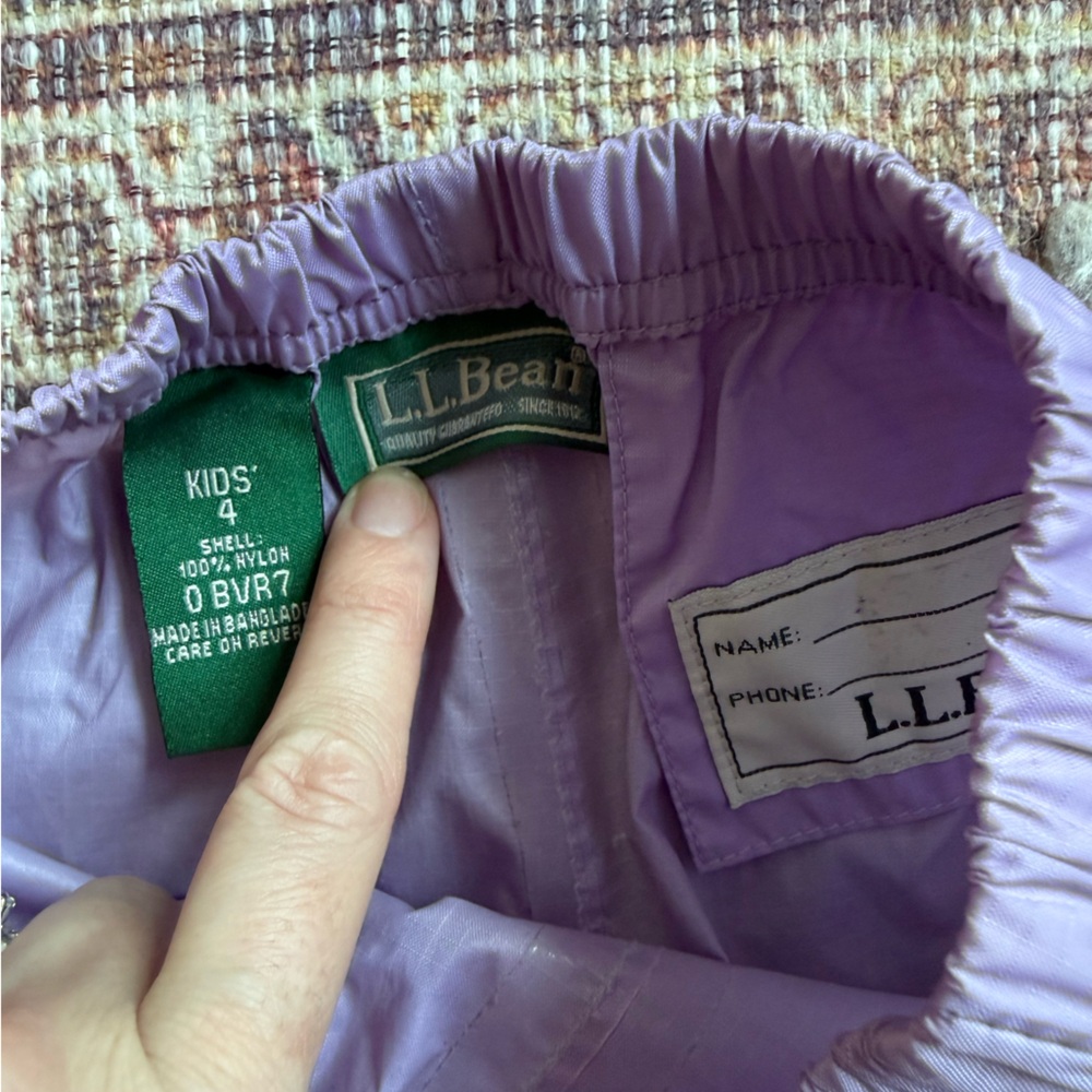 LL Bean bundle of 2 pairs Rain Pants Pink and Purple Girls 4 - Picture 5 of 8